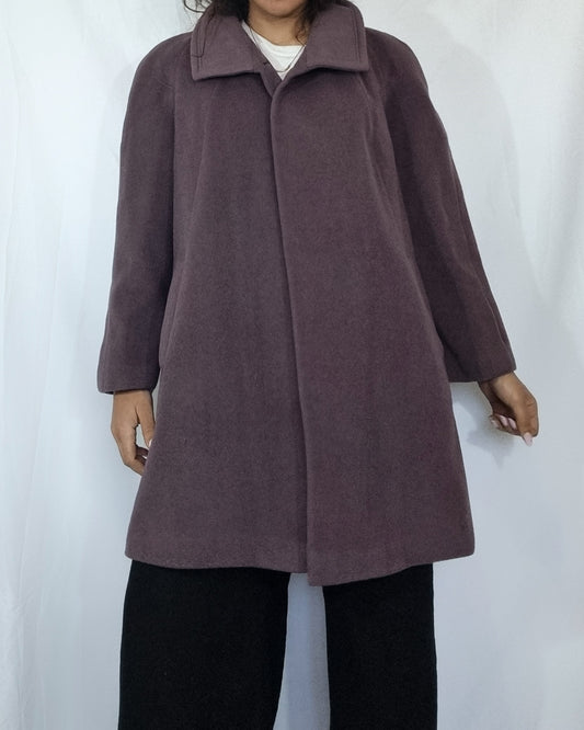 Cappotto donna vintage viola malva misto lana mohair TG L