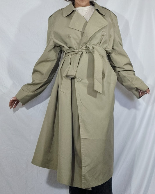 Trench vintage cachi beige lungo cotone impermeabile giacca a vento