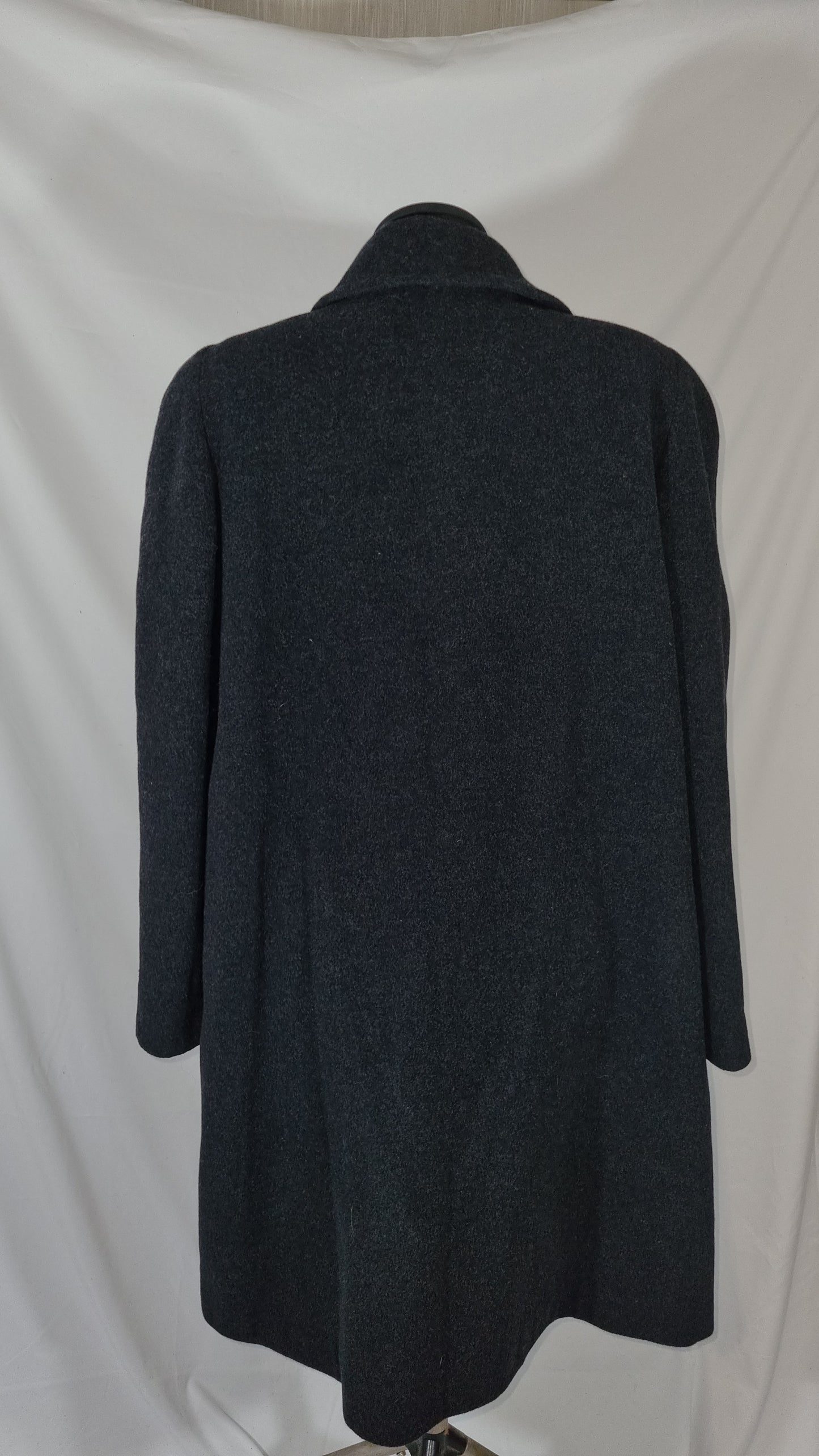 Cappotto vintage donna grigio scuro misto lana cashmere TG 44