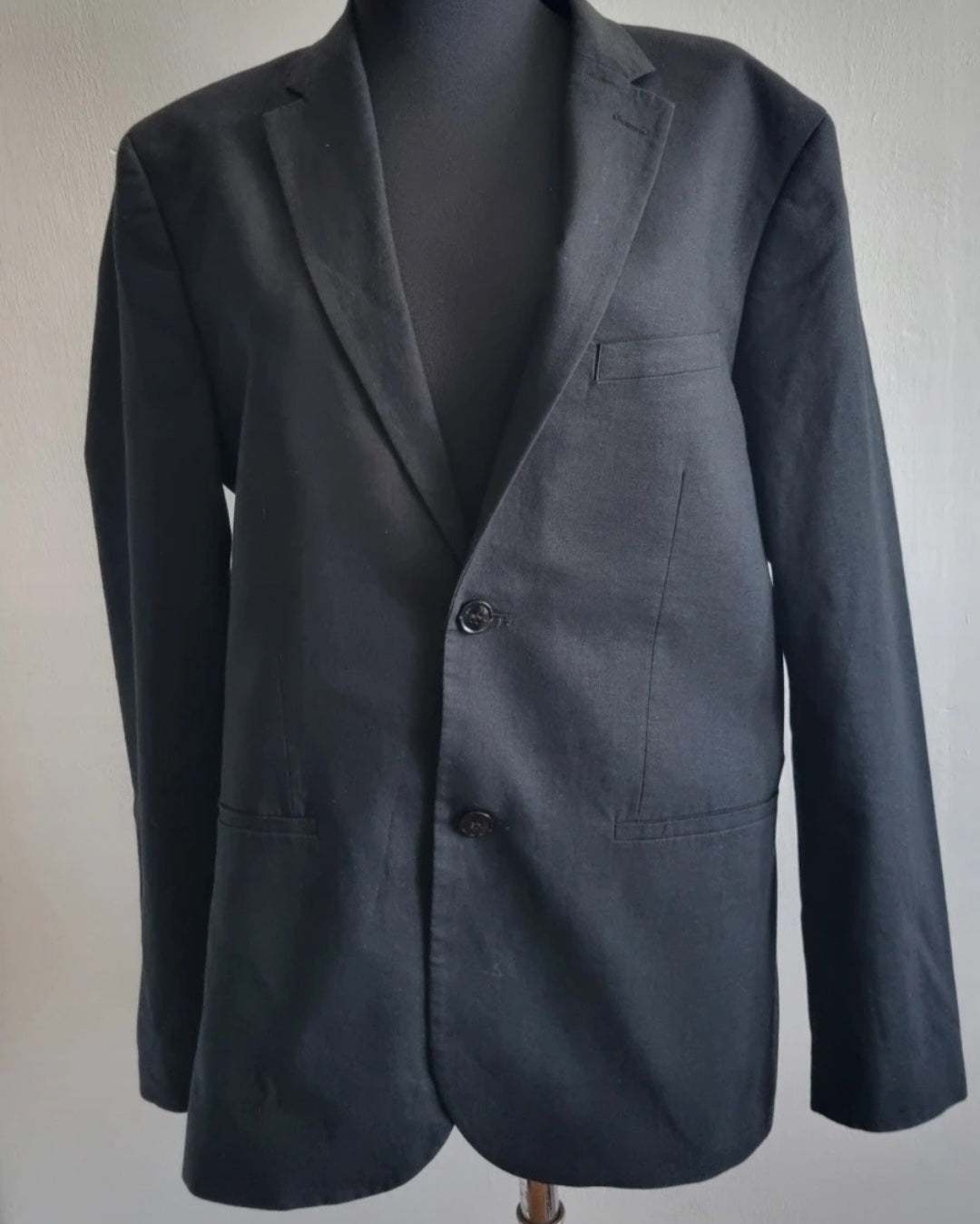 Giacca Blazer misto lino cotone nero giacca strutturato H&M tg XL