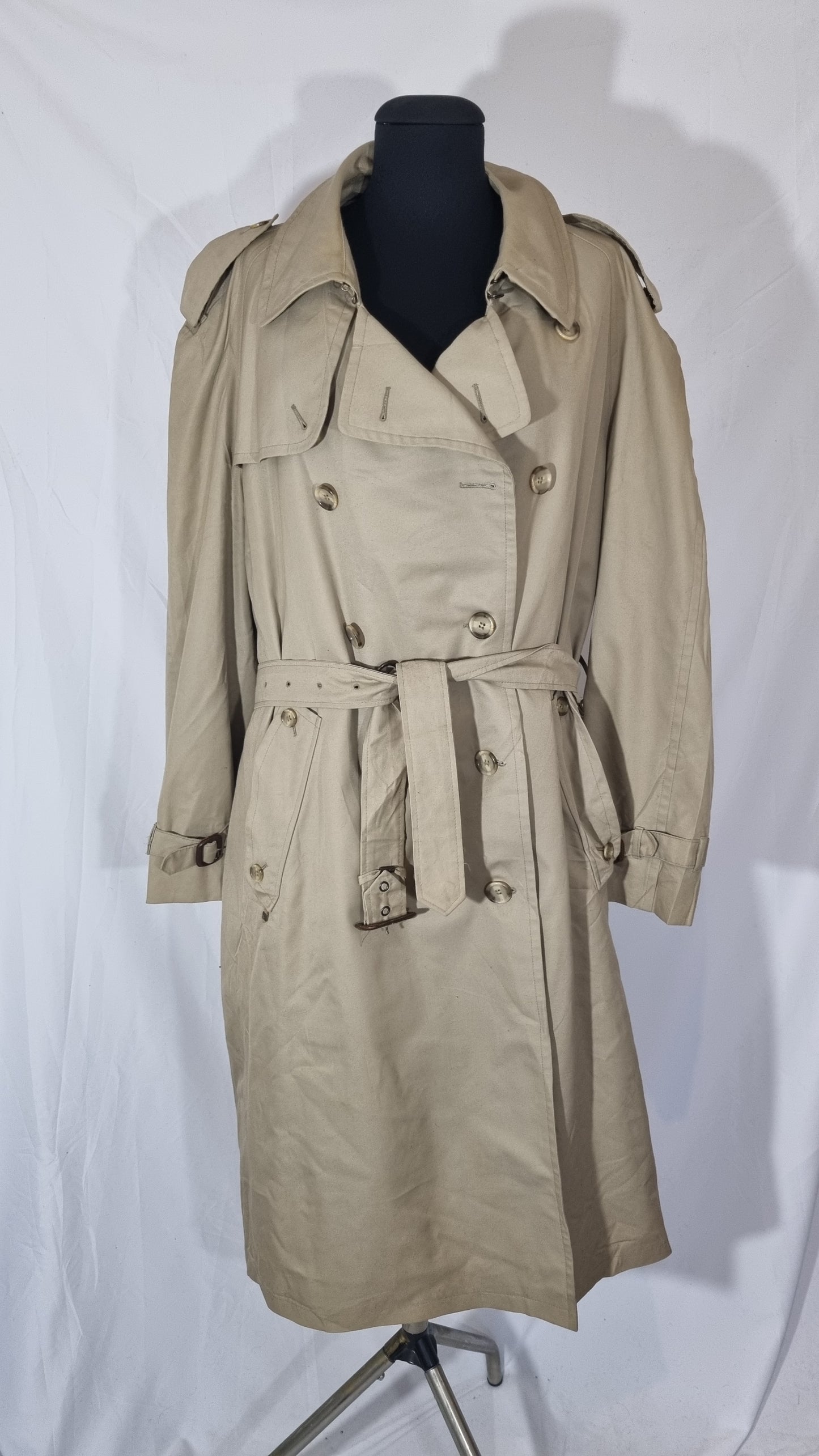 Cappotto trench vintage donna beige misto cotone impermeabile