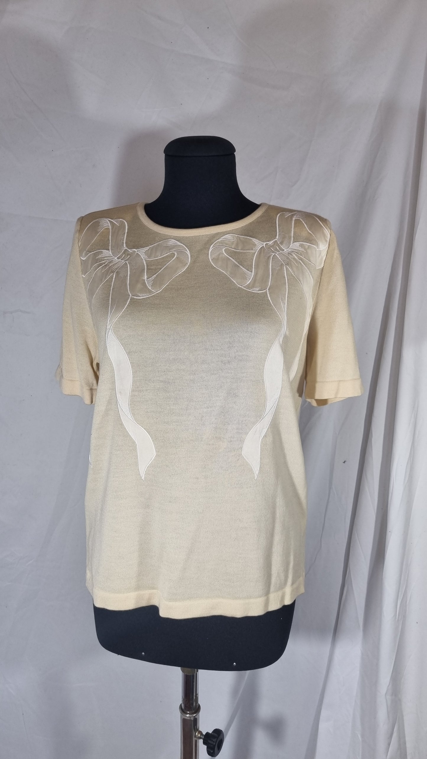 Maglione donna Valentino vintage top beige panna fiocchi tg 42