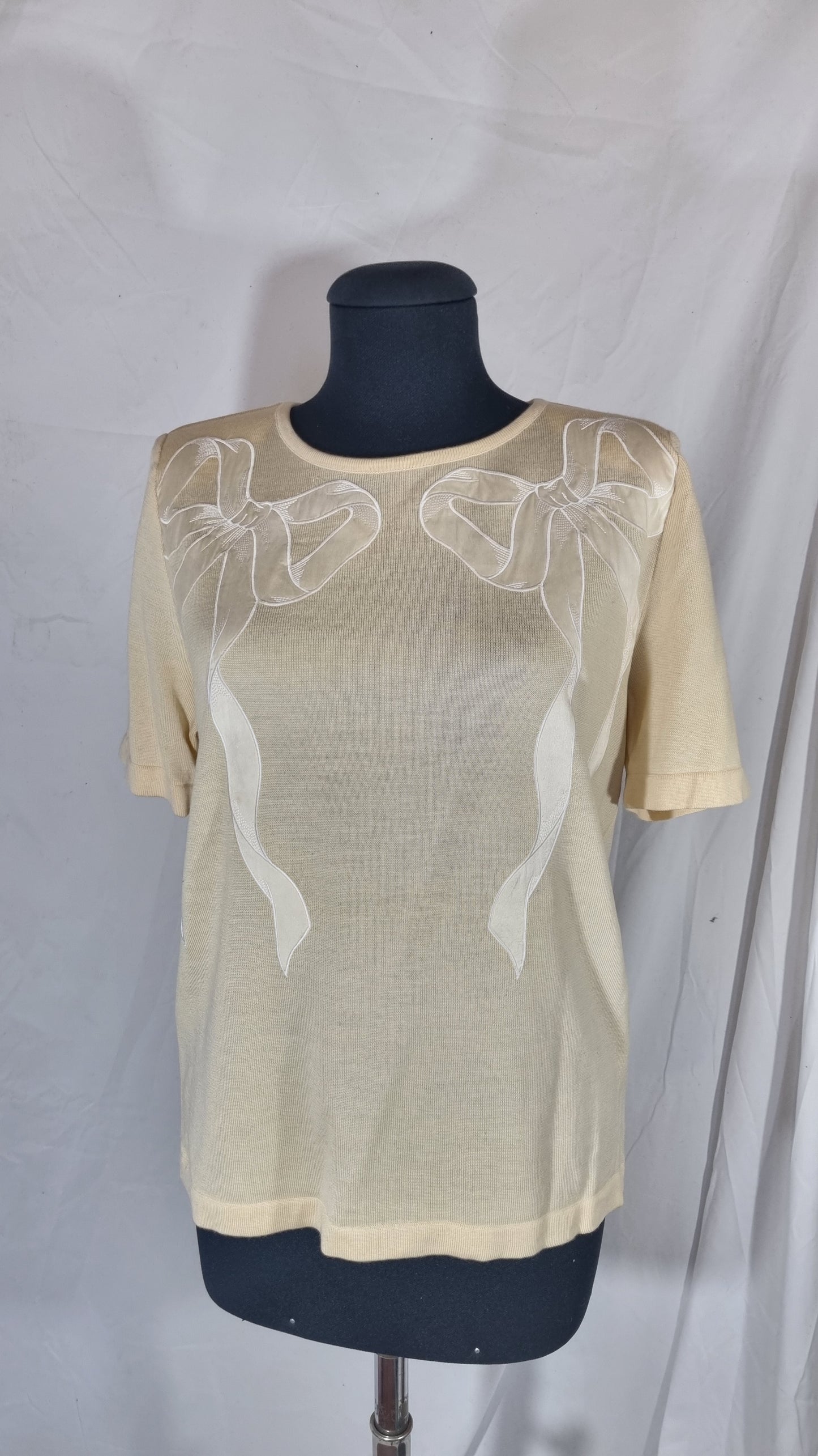 Maglione donna Valentino vintage top beige panna fiocchi tg 42