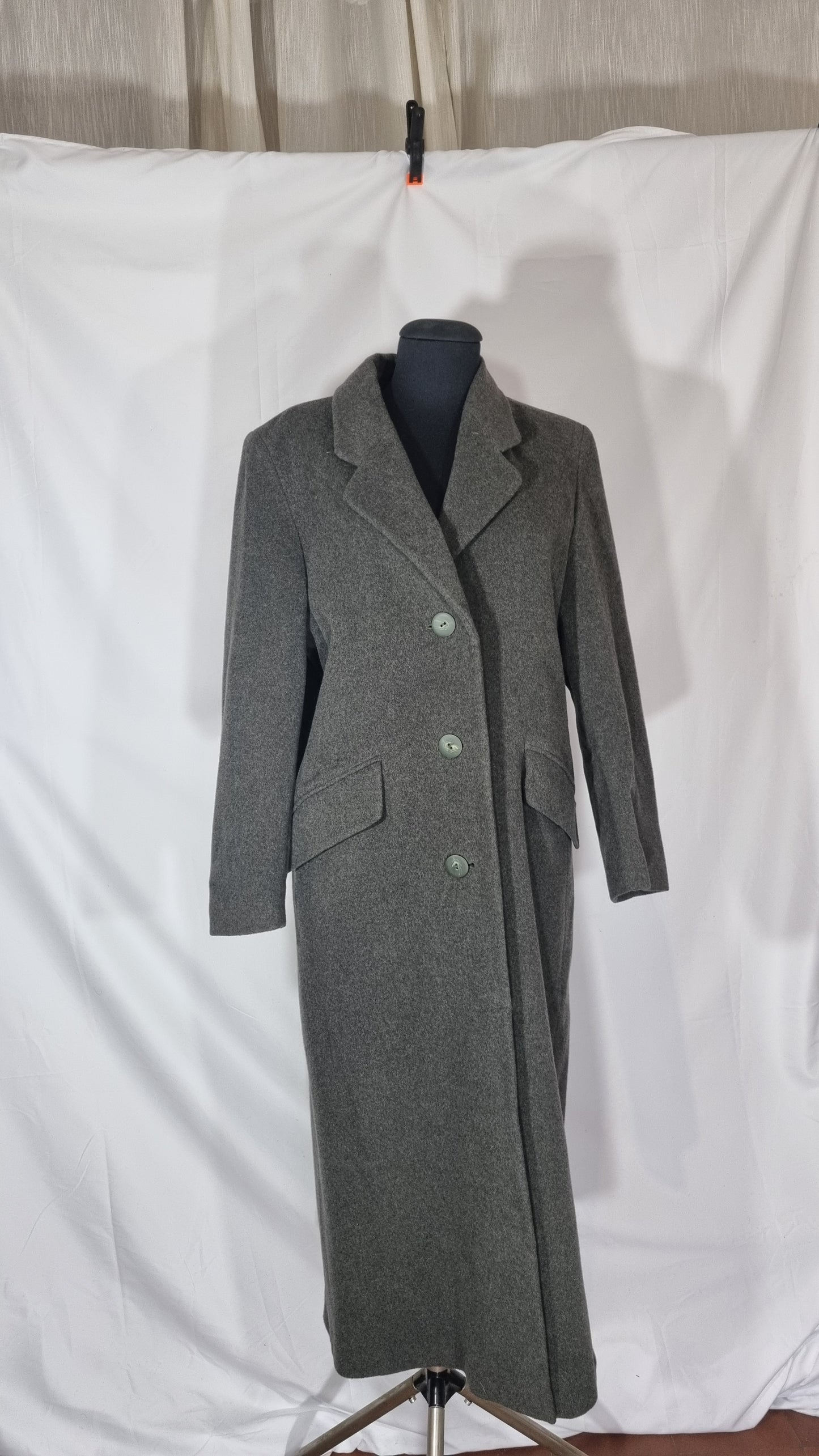 Cappotto lungo verde militare lana e lama