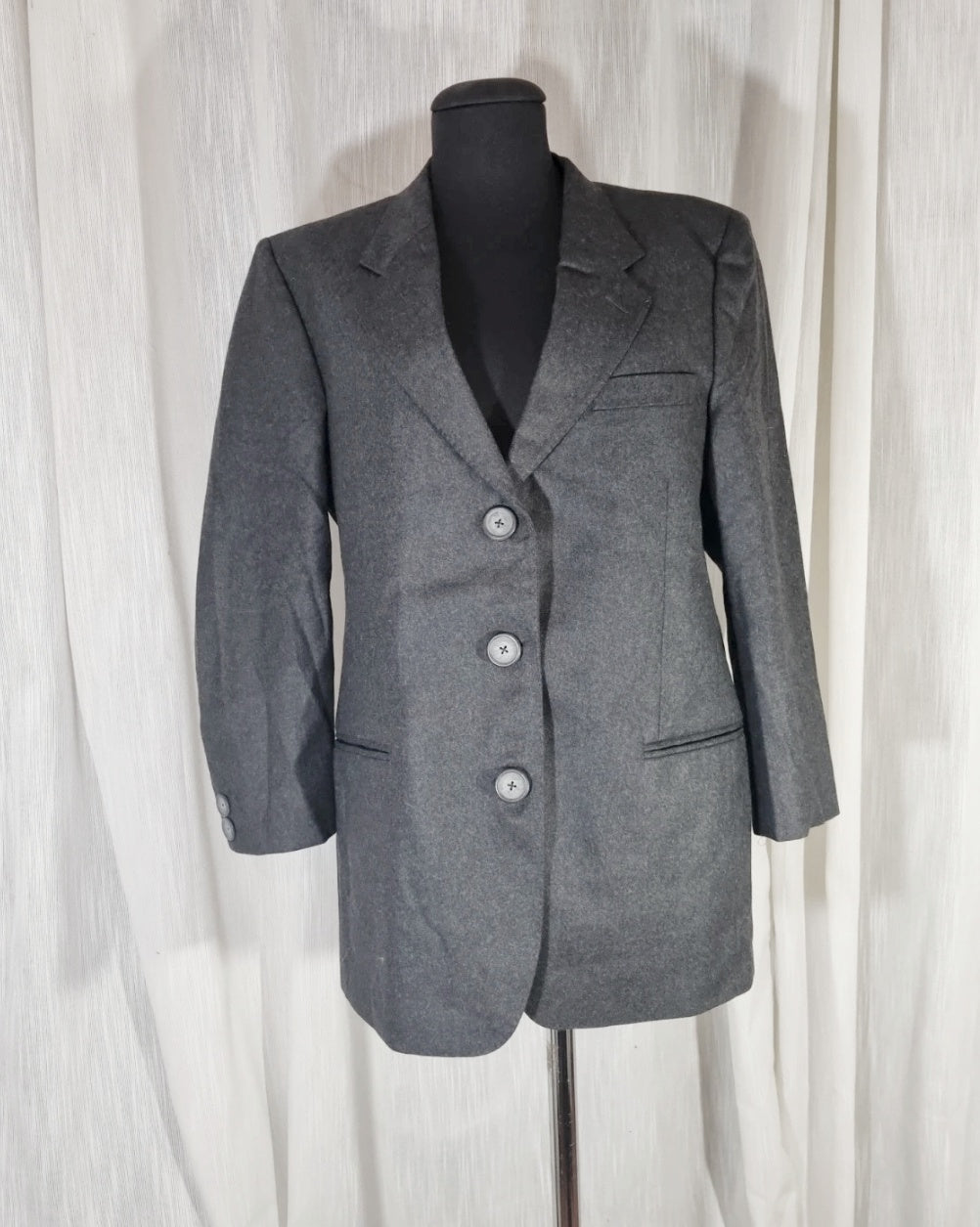 Giacca blazer vintage grigio 100% pura lana vergine