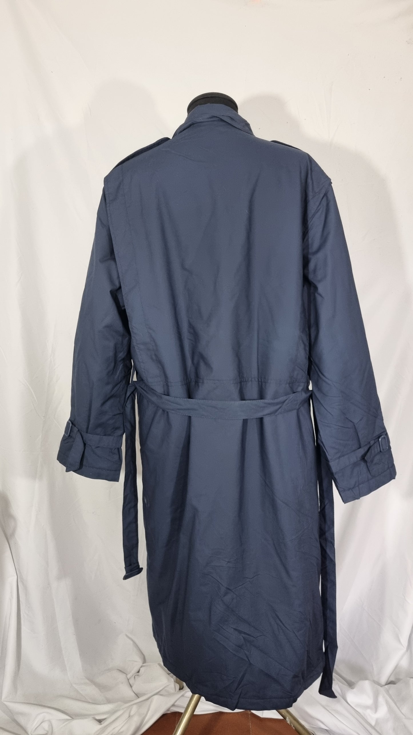 Cappotto trench blu navy imbottito misto cotone cintura tg 46