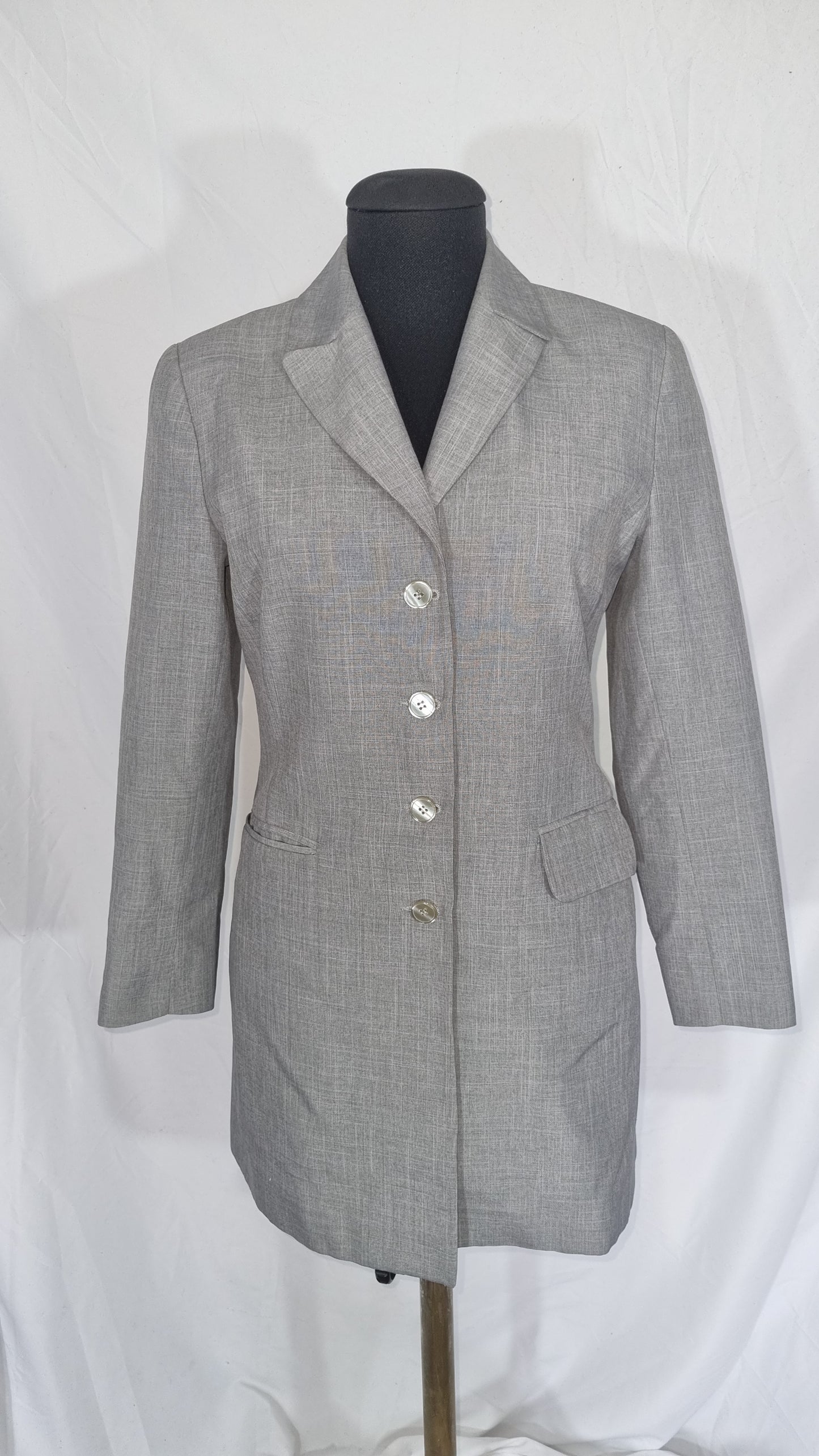 Giacca blazer donna vintage avvitato grigio viscosa TG 42