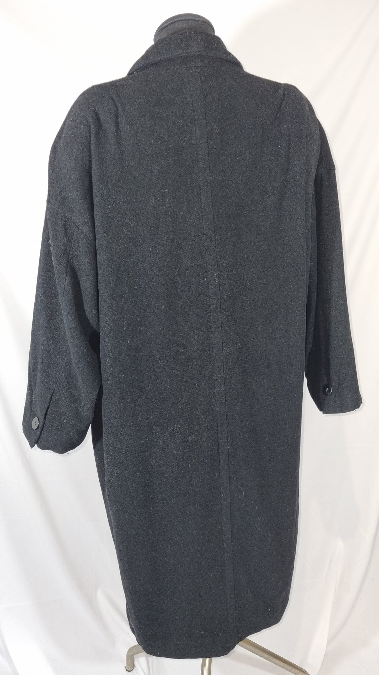 Cappotto donna vintage nero lungo misto lana cashmere TG S