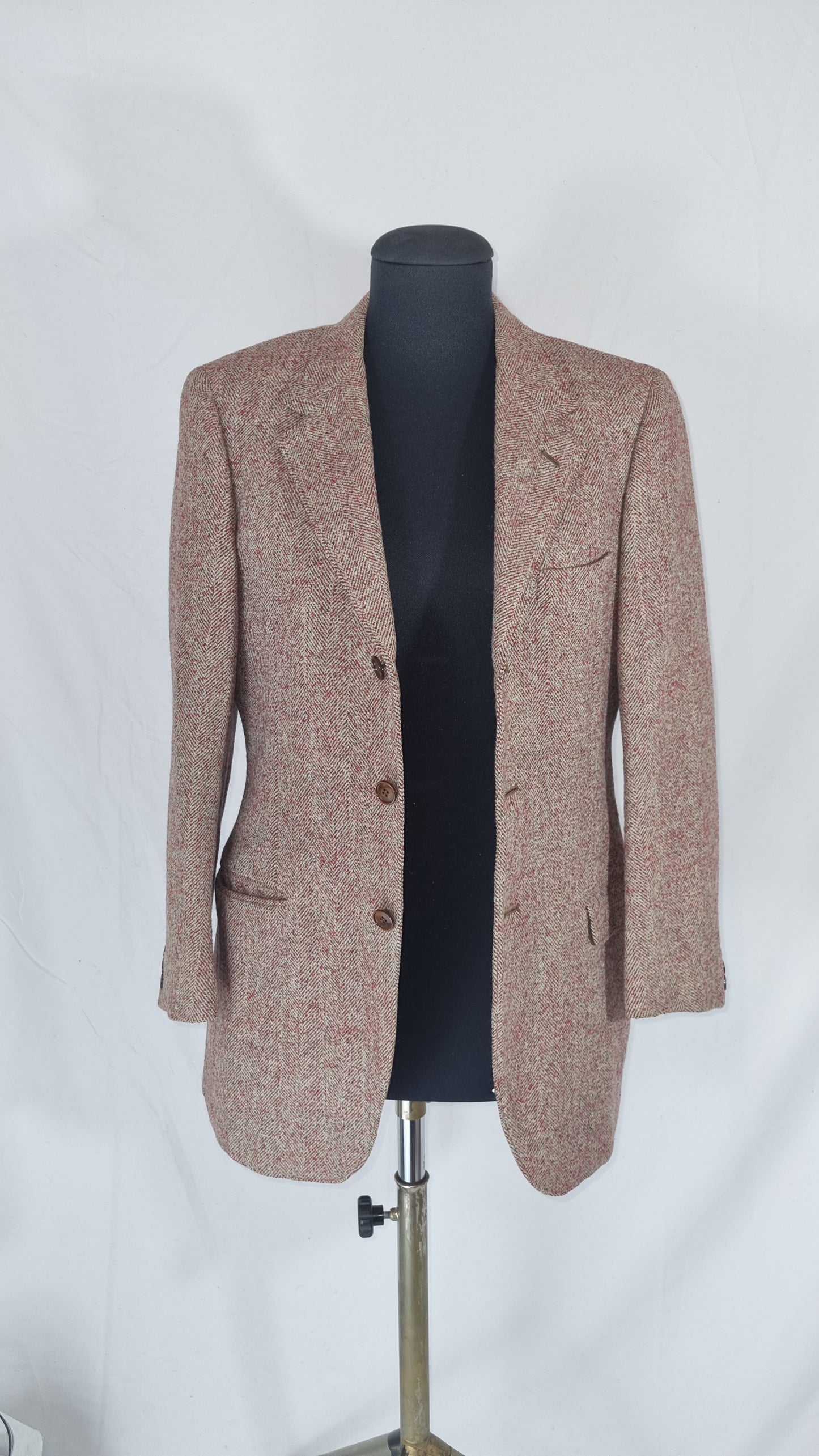 Giacca blazer vintage donna rosso verde avvitato lungo tg L