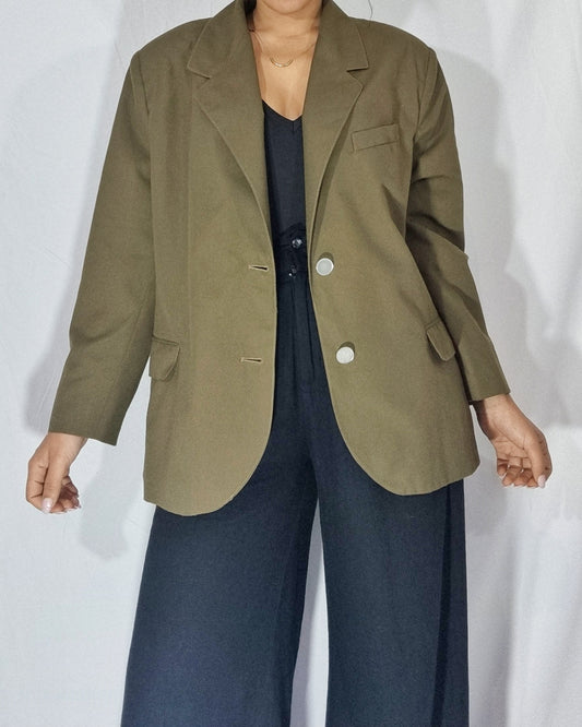 Giacca blazer vintage donna verde militare cachi oliva tg 25