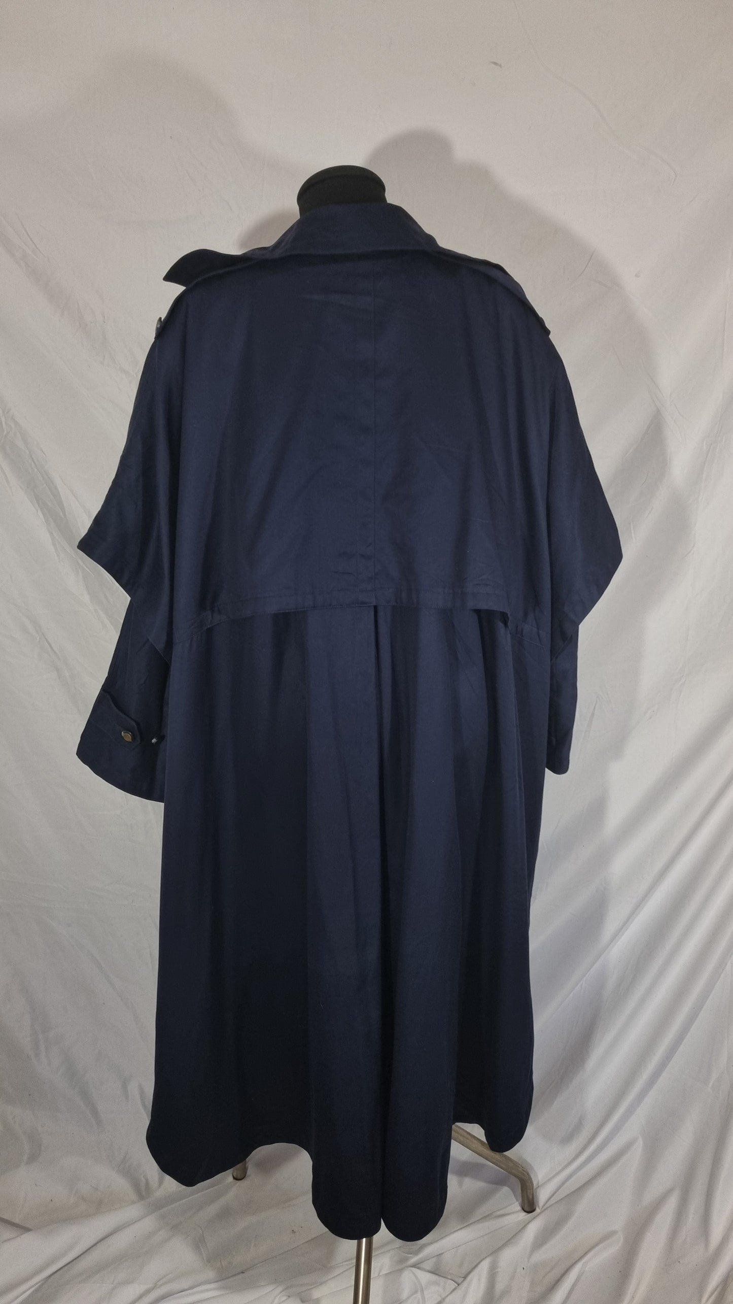 Trench vintage blu navy lungo cotone impermeabile giacca a vento