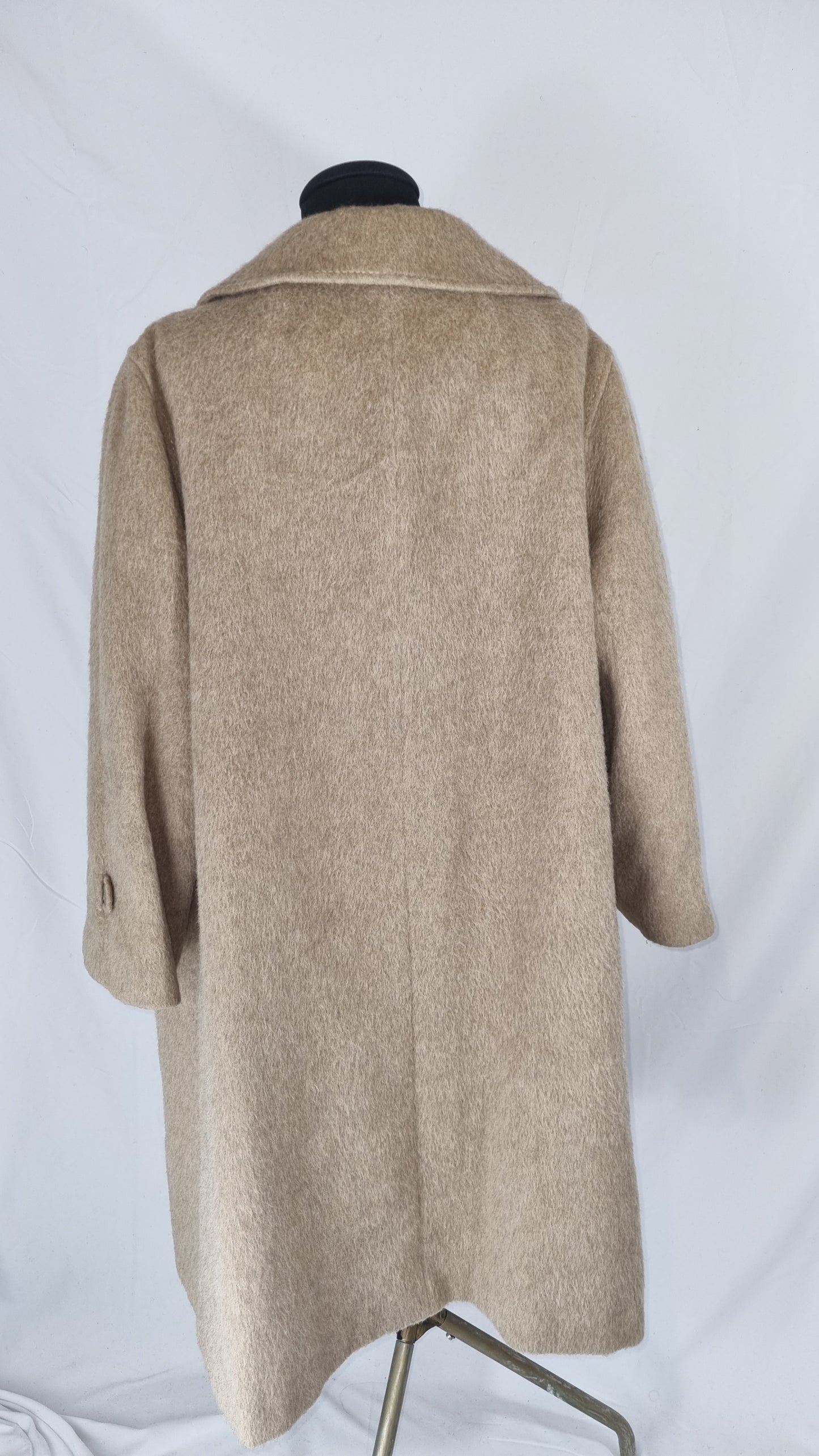 Cappotto vintage donna Beige Cammello misto lama lana tg L