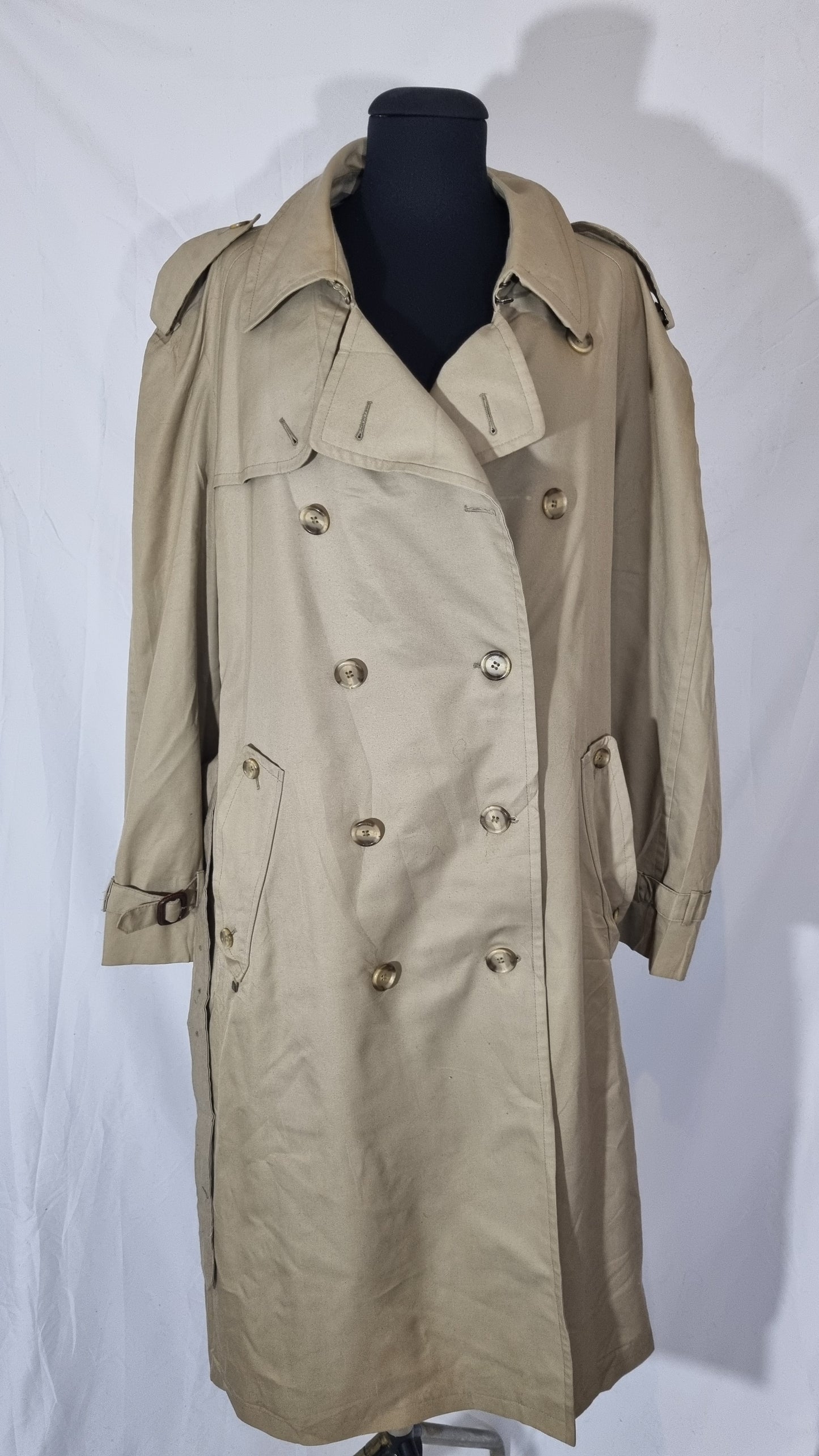 Cappotto trench vintage donna beige misto cotone impermeabile