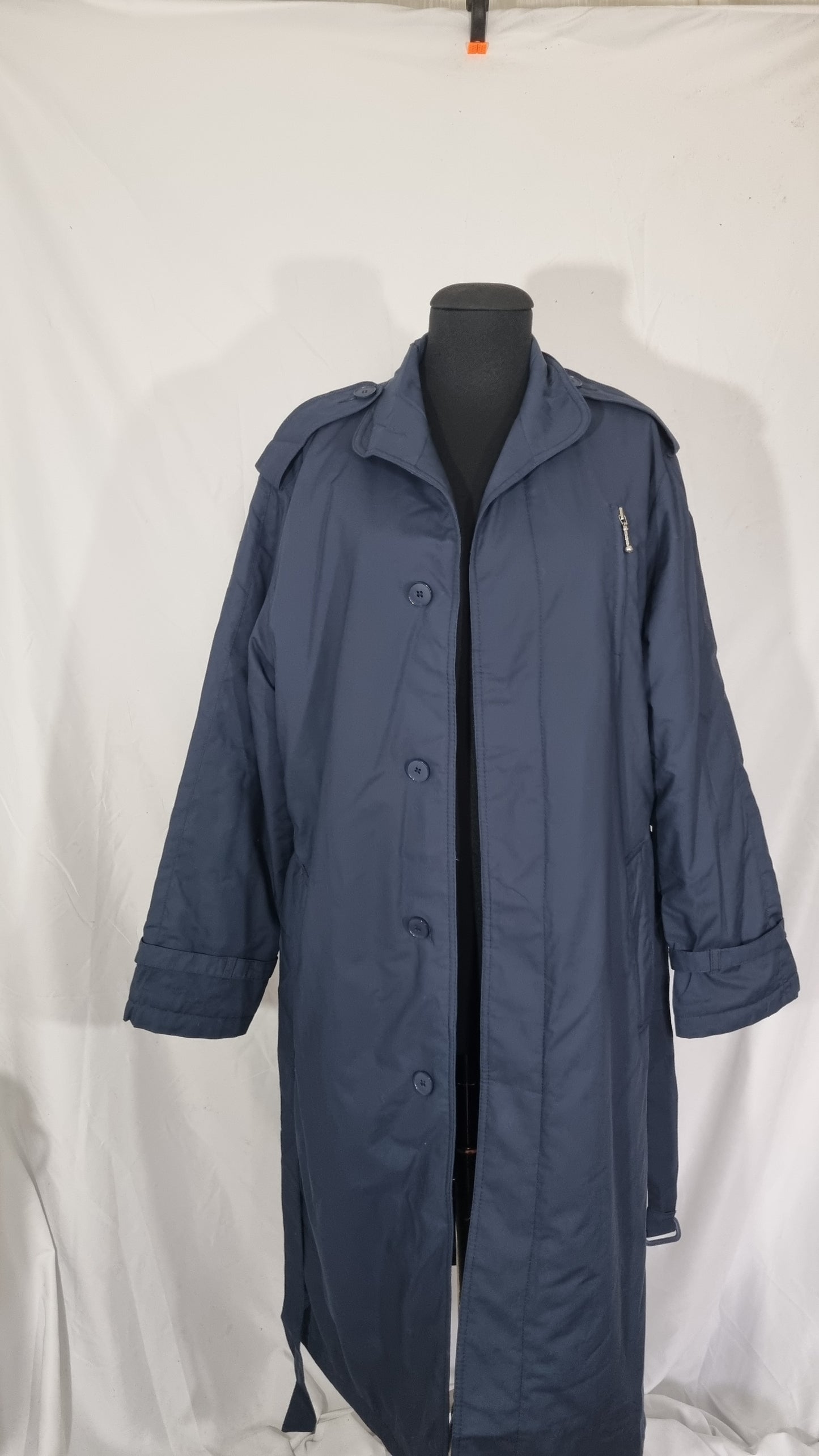 Cappotto trench blu navy imbottito misto cotone cintura tg 46